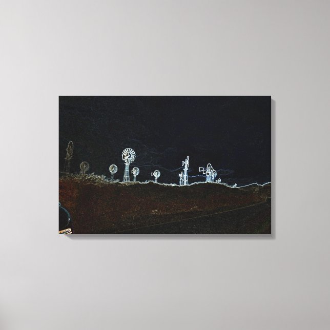 Toile Windmill Windfarm Car Circa 1930's photo Neon (Recto)