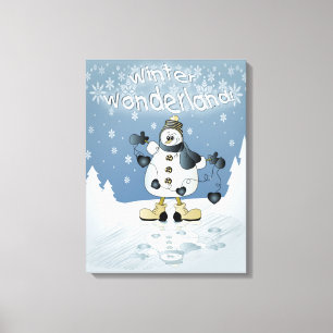 Toile Winter Blue Snowman   Noël
