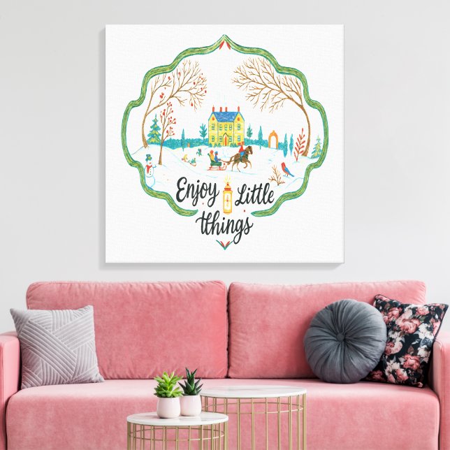 Toile Winter Scene Art  Cozy Snow Landscape Canvas Print (Insitu(Salon))