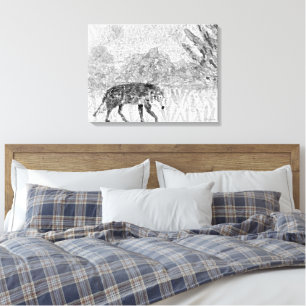 Toile Wolf Croquis animal sauvage Monochrome Art