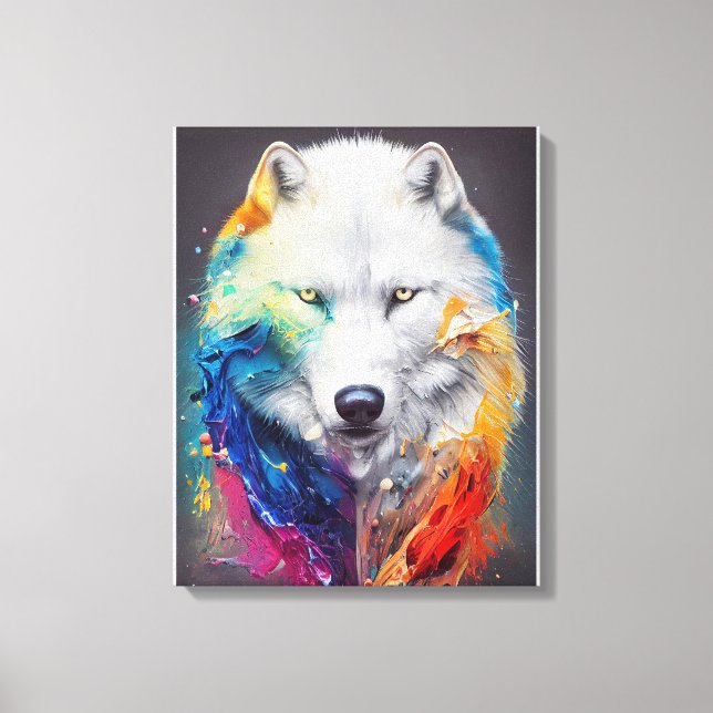 Toile Wolf Loup Blanc Animal Discovery Aventure Nature (Recto)