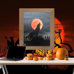 Toile Wolf Silhouette Peinture par Alfred Fox
