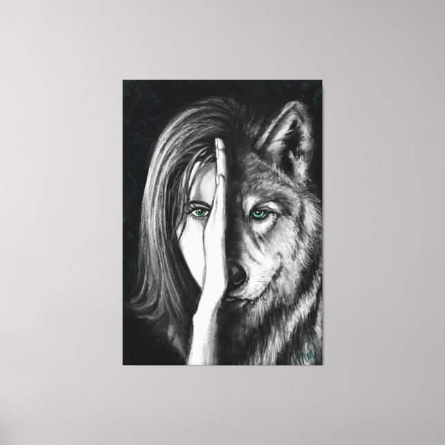 Toile Wolf Woman - Emotion Canvas Imprimer - Peinture Ar (Recto)