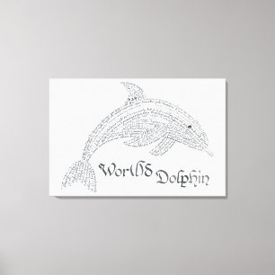 Toile World Word Dolphin Canvas Imprimer - avec titre