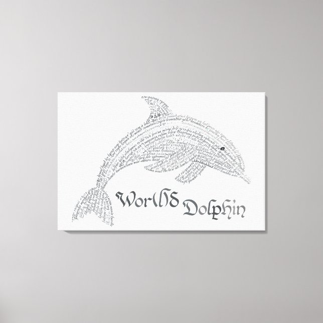 Toile World Word Dolphin Canvas Imprimer - avec titre (Recto)