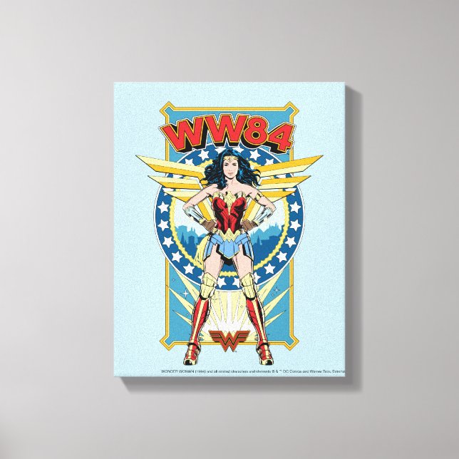 Toile WW84 | Retro Comic Wonder Woman Badge de caractère (Recto)