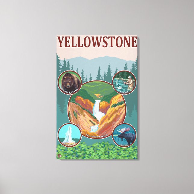 Toile WyomingYellowstone Collage (Recto)
