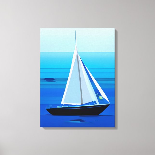 Toile Yacht Sous Voile, Bleu Cobalt (Recto)