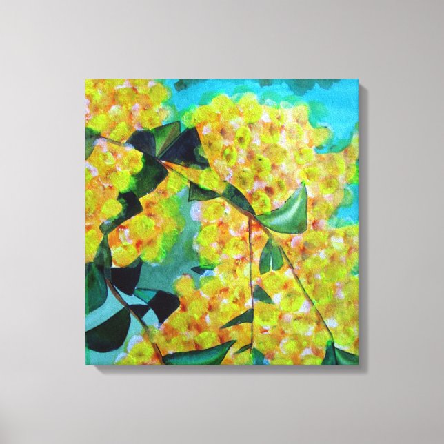 Toile Yellow Wattle art natif de l'Australie (Recto)