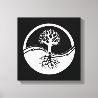 Toile Yin noir et blanc et yang