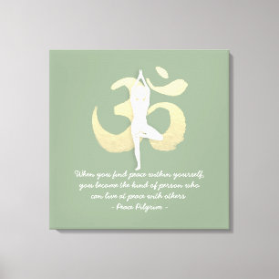 Toile Yoga Instructor Studio Citations Arbre Pose OM Sym