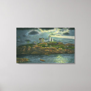 Toile York Beach Vue du phare de Nubble à