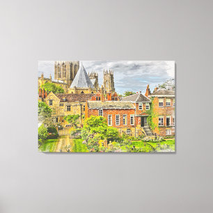 Toile York Minster, Cathédrale de York Watercolor Painti