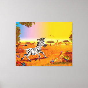 Toile Zebra avec grand dessin de chambre d'enfant en toi