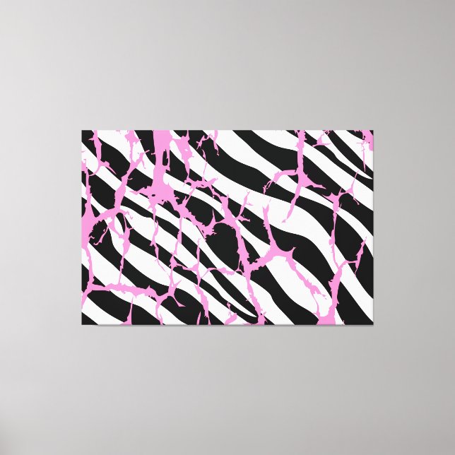 Toile Zebra Stripes rose Grunge moderne Canvas Art (Recto)