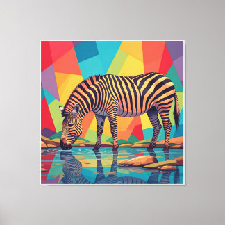 Toile Zèbre multicolore Art Vibrant et Surréaliste Desig