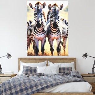 Toile Zèbres Ludiques Art Inspiré du Safari Coloré