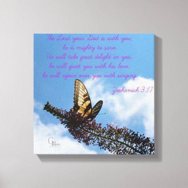 Toile Zephaniah 3:17 Papillon jaune (Recto)