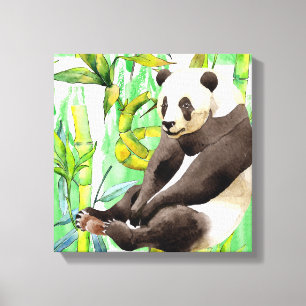 Toile Zhen Zhen le panda sur bambou