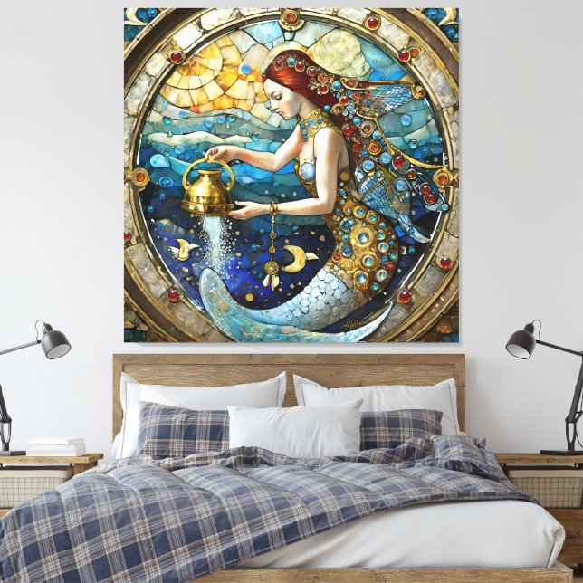 Toile Zodiac - Aquarius La Sirène Du Porteur D'Eau (Insitu(Chambre))
