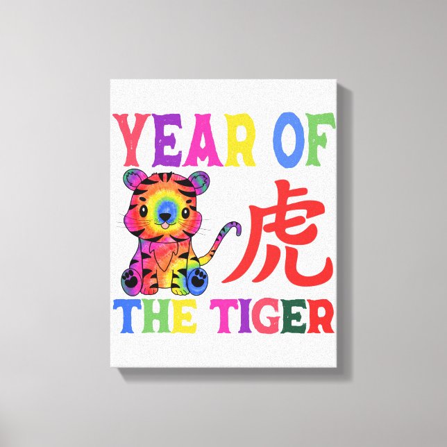 Toile Zodiaque chinois - Année du tigre en arc-en-ciel (Recto)