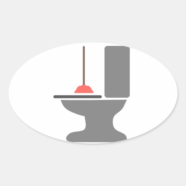 Toilet and Plunger Oval Sticker (Front)