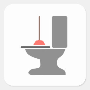 Toilet and Plunger Square Sticker