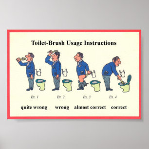 Toilet Brush Instructions Poster
