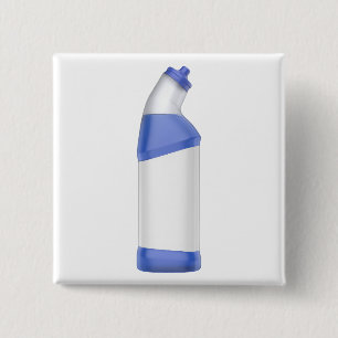 Toilet cleaner bottle with blank label 2 inch square button
