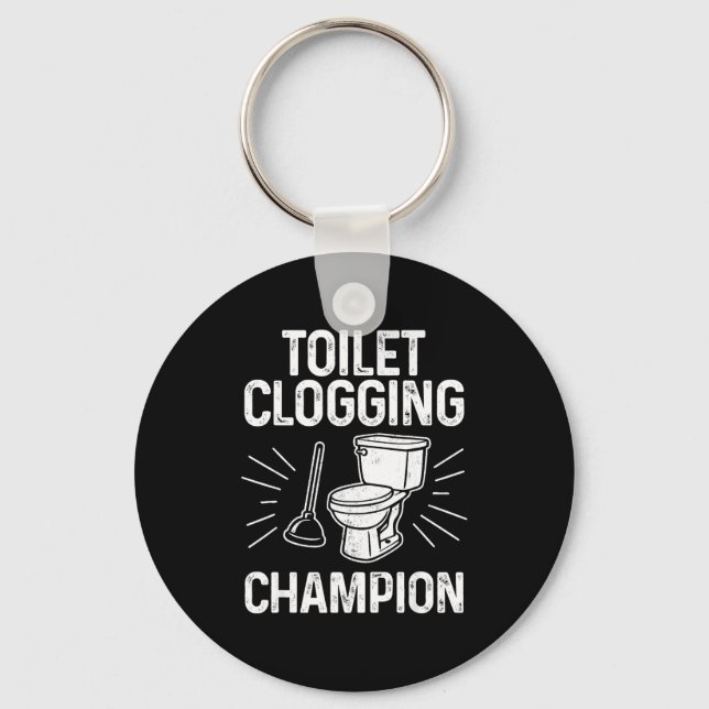 Toilet Clogging Chamon Funny Graphic Toilet Cloggi Keychain (Front)