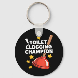 Toilet Clogging Champion Funny Plunger Humour Keychain