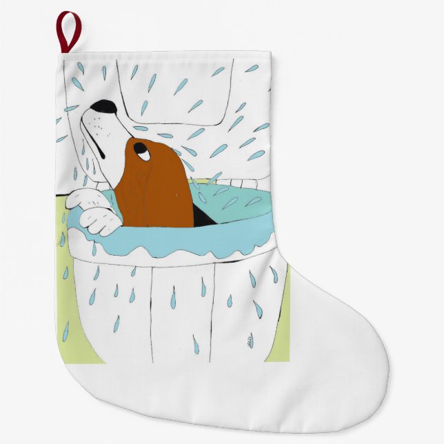 toilet dog  large christmas stocking (Front)