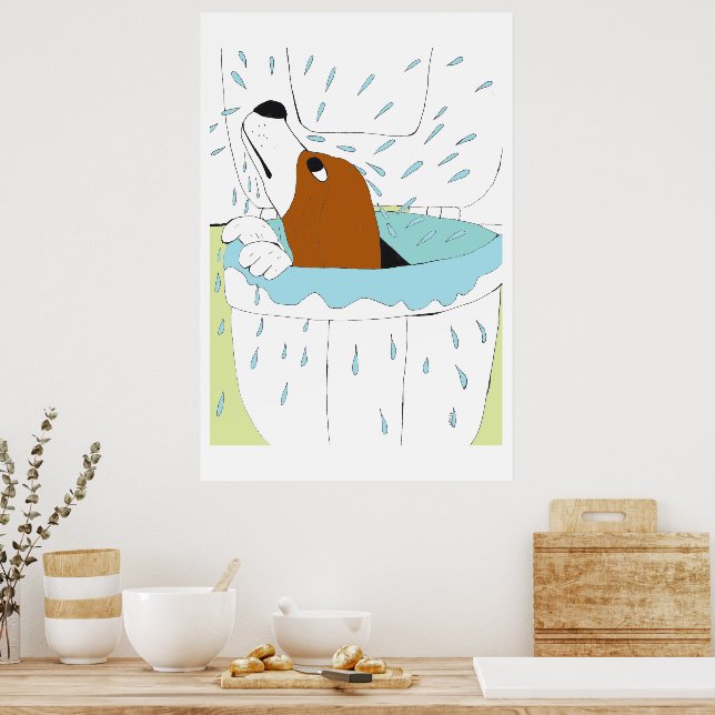 toilet dog  poster (Kitchen)