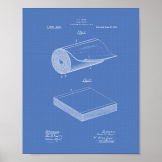 Toilet Paper 1917 Patent Art Blueprint Poster