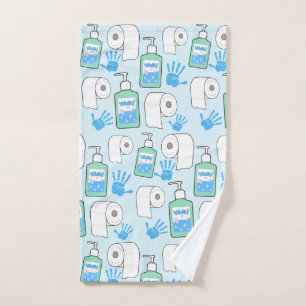 Toilet Paper and Hand Sanitizer Pattern Hand Towel