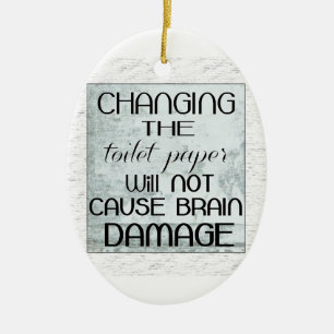 toilet paper humour ceramic ornament