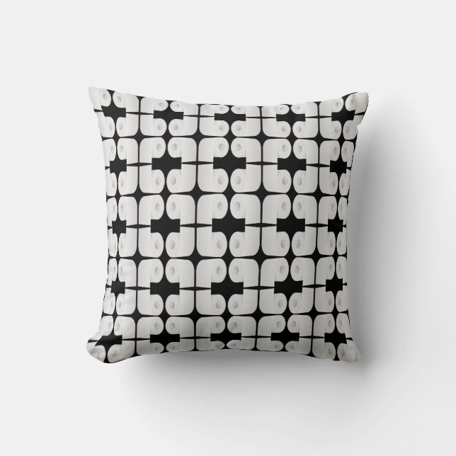 Toilet Paper Pattern Throw Pillow (Front)