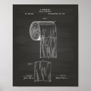 Toilet Paper Roll 1891 Patent Art - Chalkboard Poster