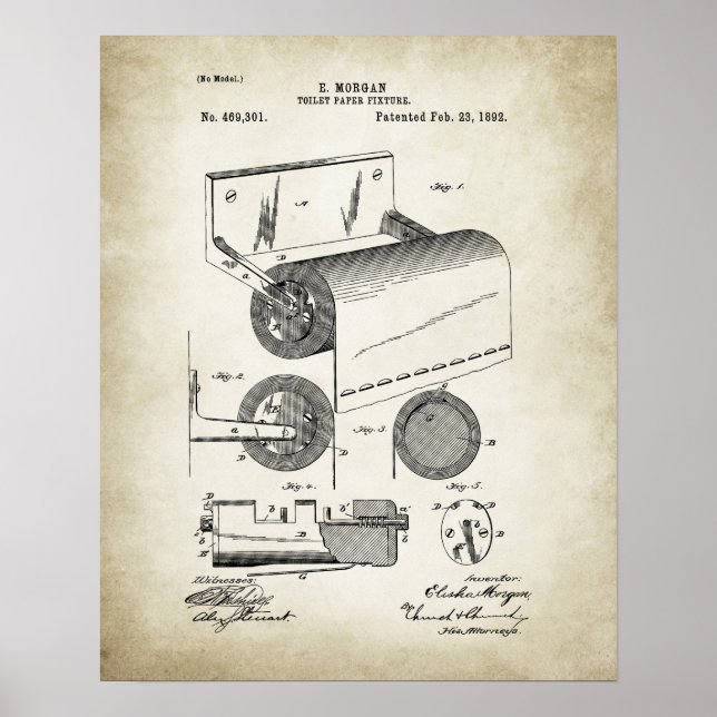 Toilet Paper Roll  Patent Poster (Front)