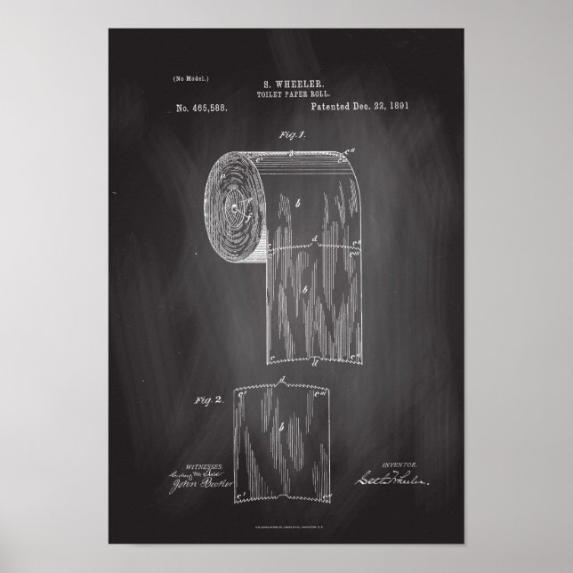 Toilet Paper Roll Patent Print Chalkboard Poster (Front)