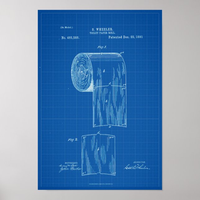 Toilet Paper Roll Patent Print Poster Blueprint (Front)