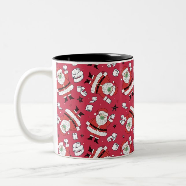Toilet Paper Santa Clause Two-Tone Coffee Mug (Left)