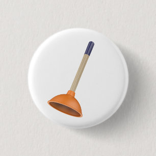 Toilet plunger with wooden handle 1 inch round button