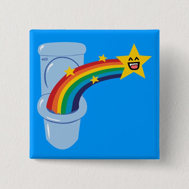 Toilet Rainbow 2 Inch Square Button (Front)