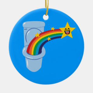 Toilet Rainbow Ceramic Ornament