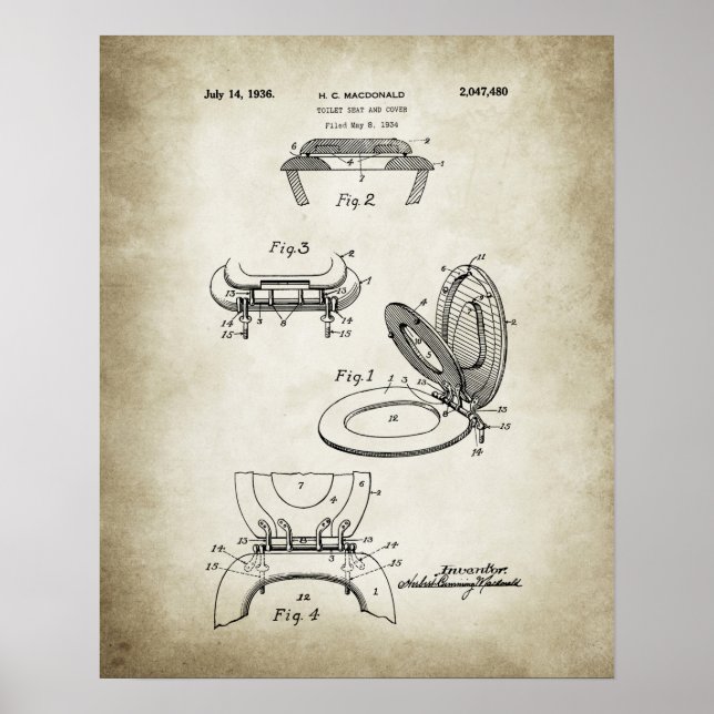 Toilet Seat Patent Poster (Front)