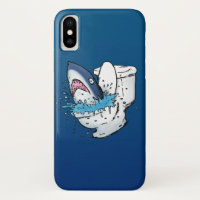 Toilet Shark Funny Blue Cartoon