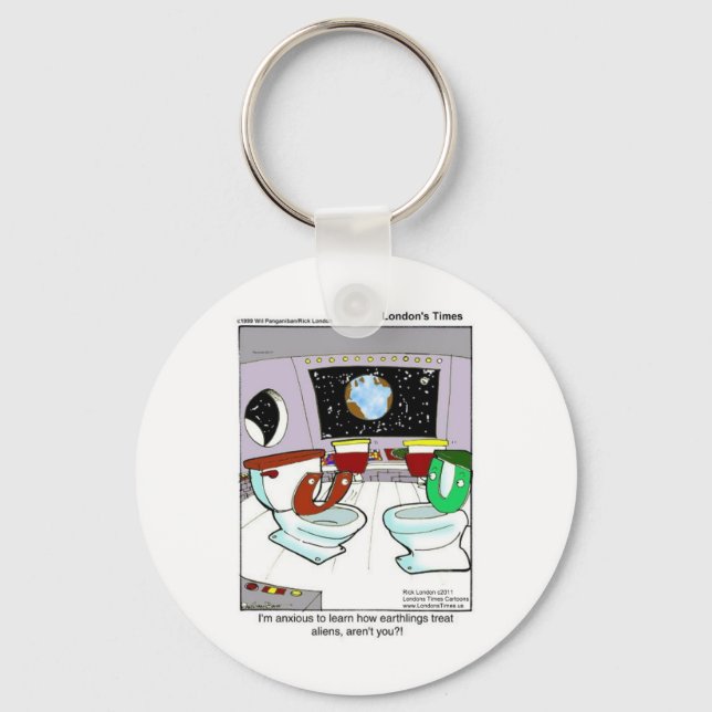 Toilets From Outer Space Funny Tees Mugs Cards Etc Keychain (Front)