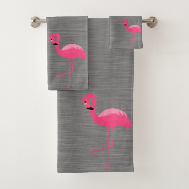 TOILETTE DE SALLE DE FLAMANTS ROSES EN TEXTURE GRI (En situation)
