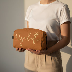 Toilette Trousse de Maquillage Orange Nom Personnalisé pour